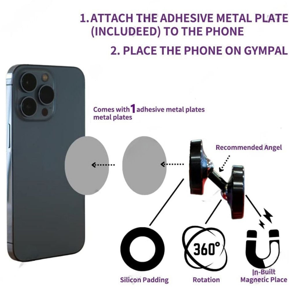 Premium Magnetic Phone Holder Dual Magnet Gym Mount 360 Rotation Secure Grip Smartphone Training Stand