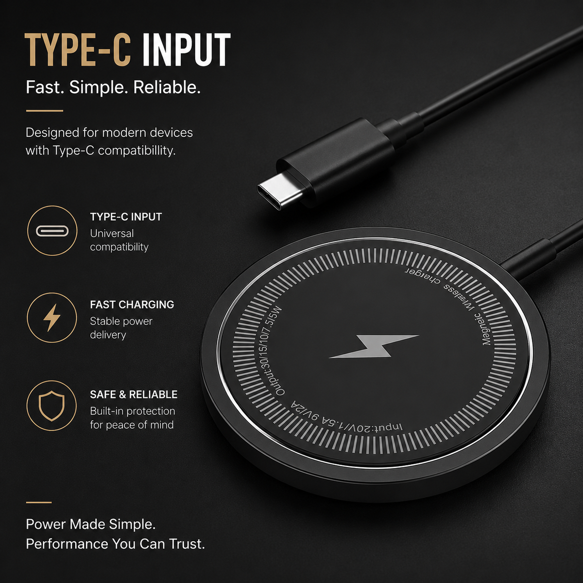 Premium Magnetic Wireless Charger Stand MagSafe Compatible 30W Fast Charging USB-C PD Charging Dock Magnetic Phone Stand Holder Desk Desktop Organizer