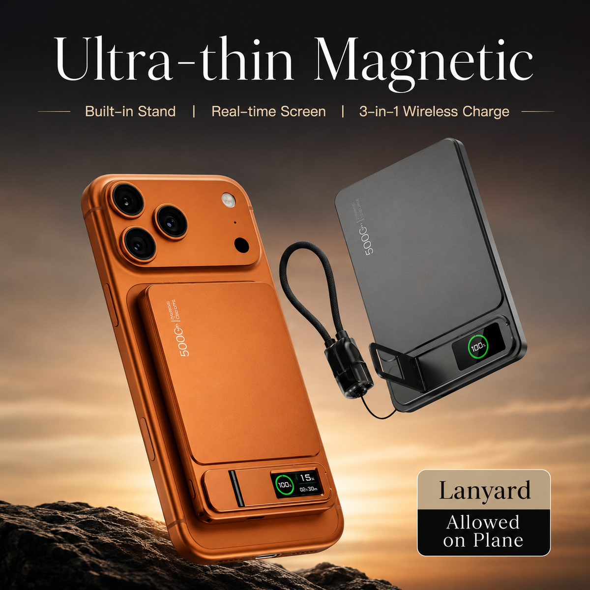 Premium Magnetic Wireless Power Bank 10000mAh 20W Fast Charging MagSafe Compatible Portable Charger Stand Digital Display Battery Pack Travel Kit