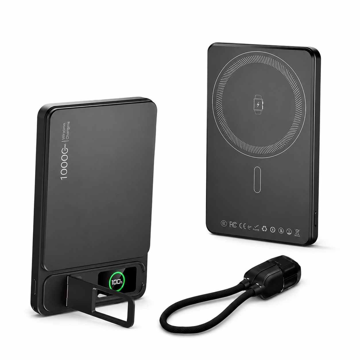 Premium Magnetic Wireless Power Bank 10000mAh 20W Fast Charging MagSafe Compatible Portable Charger Stand Digital Display Battery Pack Travel Kit