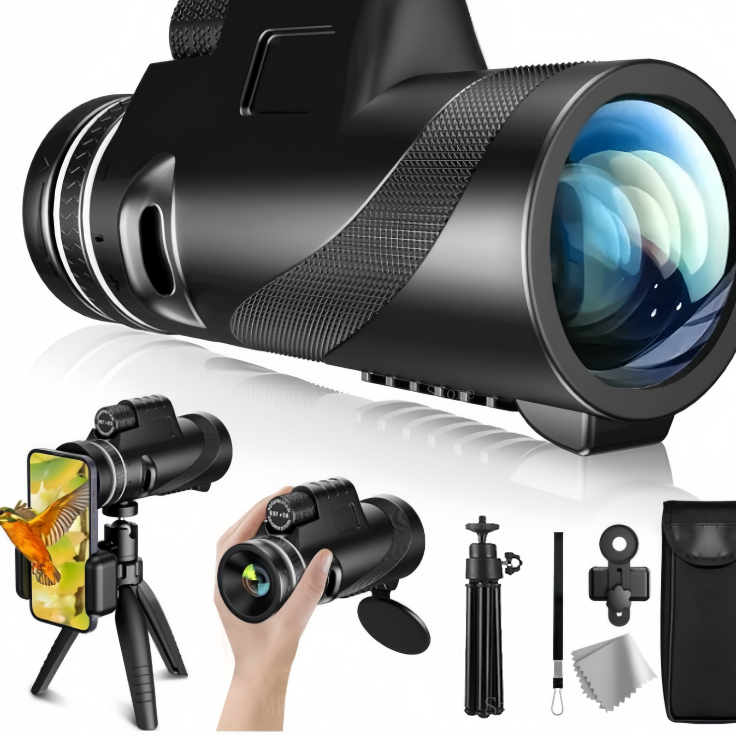 Premium Monocular Telescope HD Zoom Long Range Viewing Portable Folding Outdoor Travel Scope Smartphone Compatible
