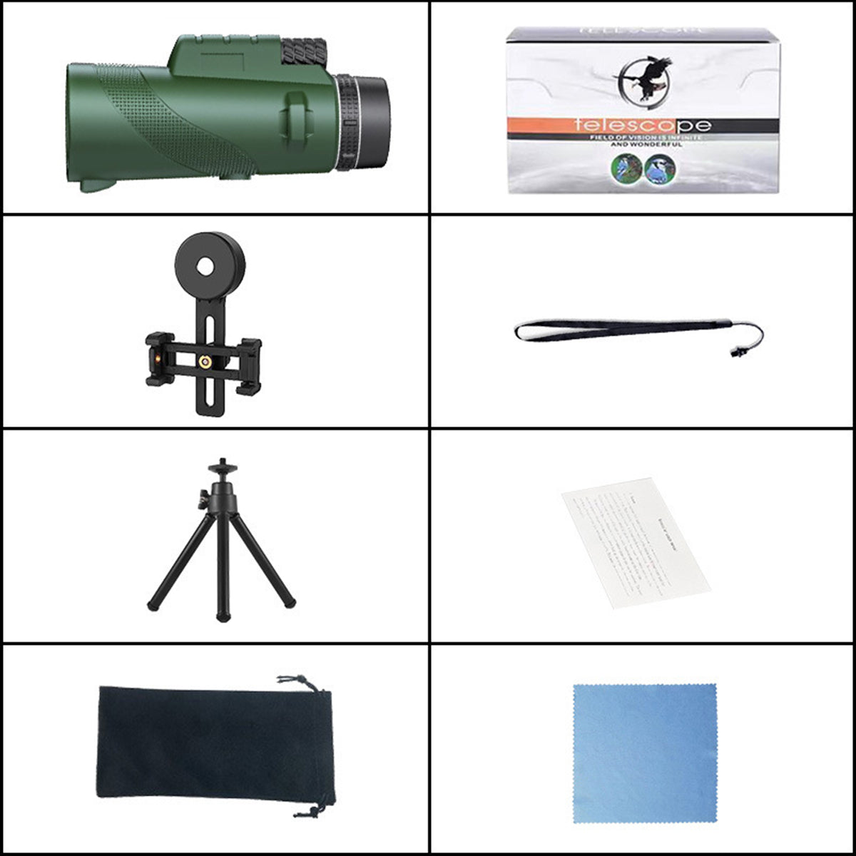 Premium Monocular Telescope HD Zoom Long Range Viewing Portable Folding Outdoor Travel Scope Smartphone Compatible