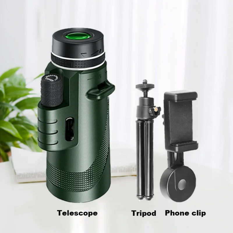 Premium Monocular Telescope HD Zoom Long Range Viewing Portable Folding Outdoor Travel Scope Smartphone Compatible