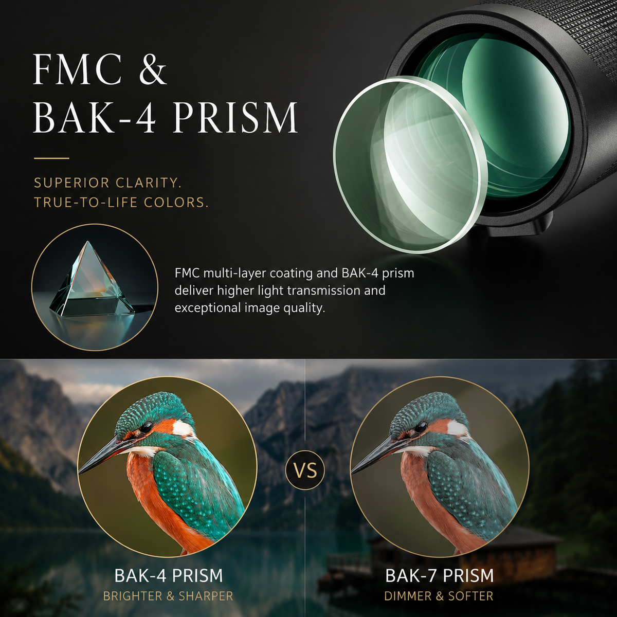 Premium Monocular Telescope Smartphone Compatible HD Optical Lens High Power Zoom Compact Travel Scope Bird Watching Hiking Camping Outdoor Viewing