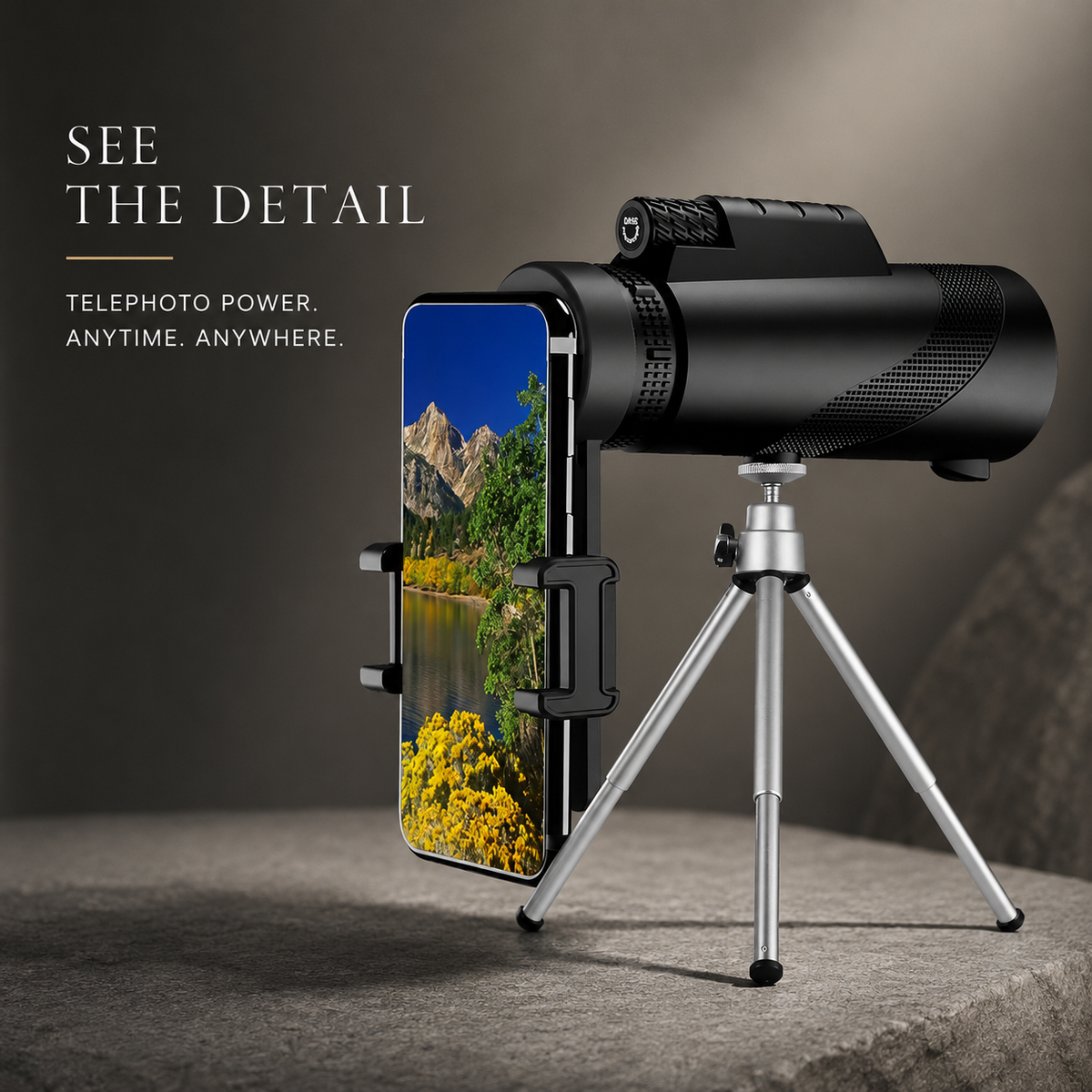 Premium Monocular Telescope Smartphone Compatible HD Optical Lens High Power Zoom Compact Travel Scope Bird Watching Hiking Camping Outdoor Viewing