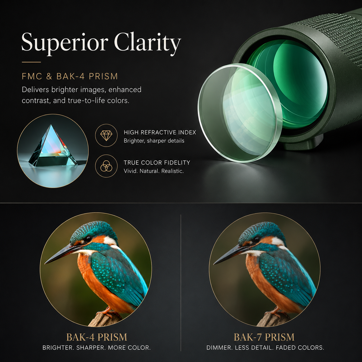 Premium Monocular Telescope Smartphone Compatible HD Optical Lens High Power Zoom Compact Travel Scope Bird Watching Hiking Camping Outdoor Viewing