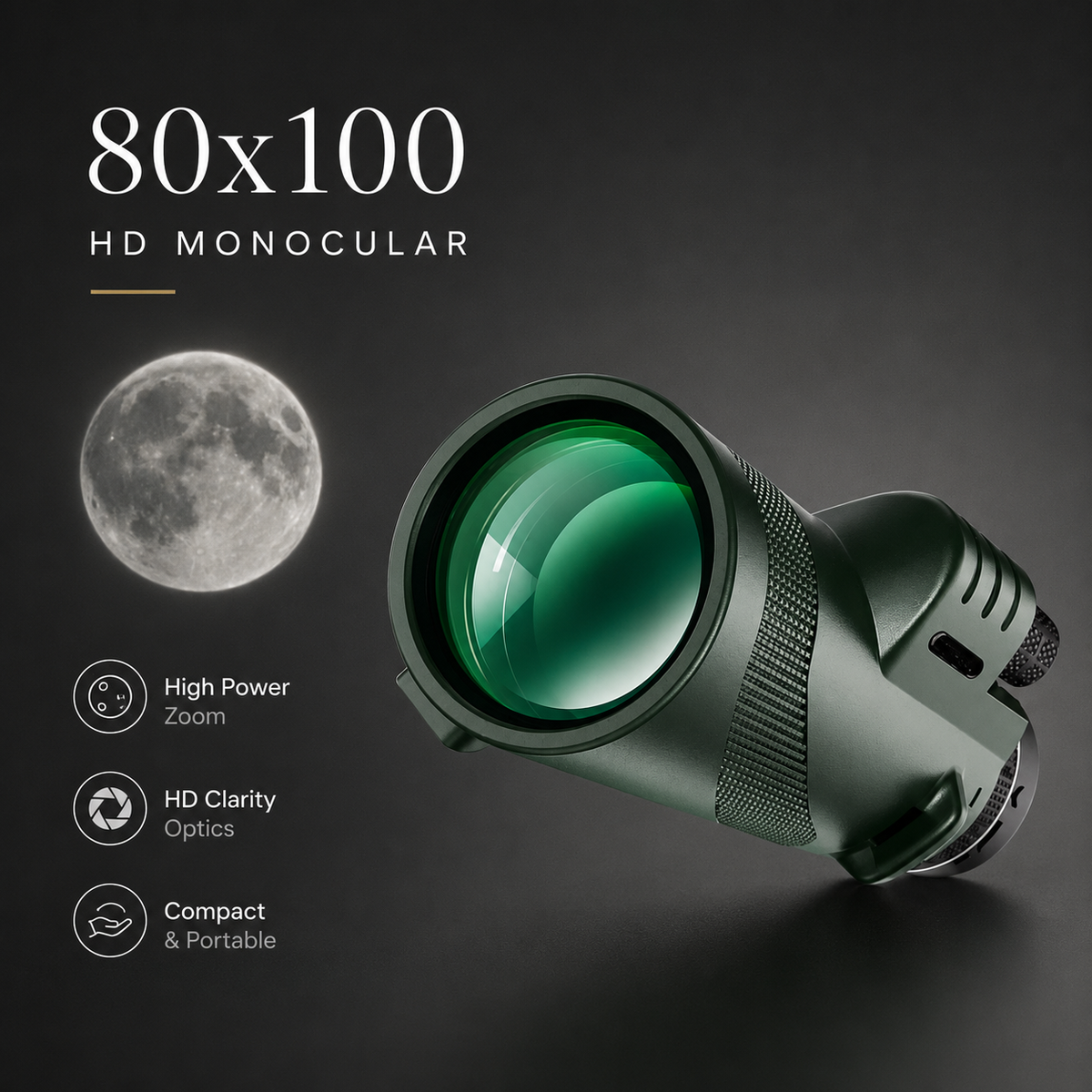 Premium Monocular Telescope Smartphone Compatible HD Optical Lens High Power Zoom Compact Travel Scope Bird Watching Hiking Camping Outdoor Viewing