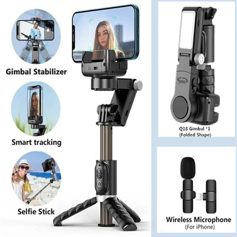 Premium Phone Gimbal Stabilizer 360 Rotation Selfie Stick Tripod Bluetooth Remote Video Photography Stand
