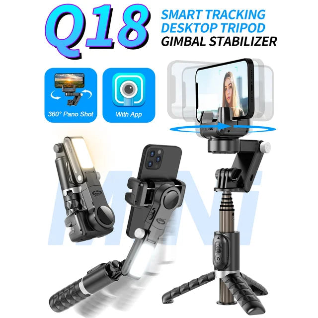 Premium Phone Gimbal Stabilizer 360 Rotation Selfie Stick Tripod Bluetooth Remote Video Photography Stand
