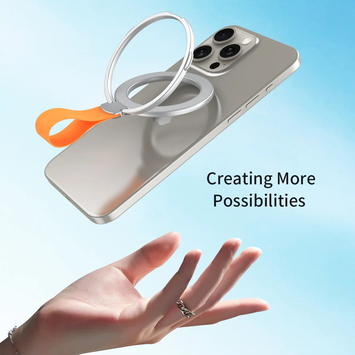 Premium Phone Ring Holder MagSafe Compatible Magnetic Grip Stand Detachable Strap Smartphone Holder