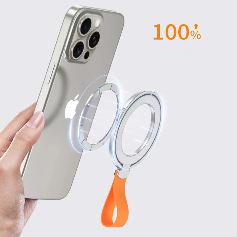 Premium Phone Ring Holder MagSafe Compatible Magnetic Grip Stand Detachable Strap Smartphone Holder