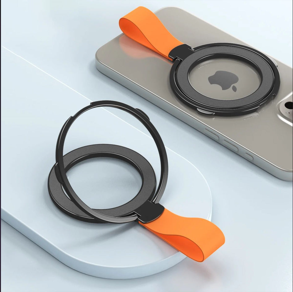 Premium Phone Ring Holder MagSafe Compatible Magnetic Grip Stand Detachable Strap Smartphone Holder