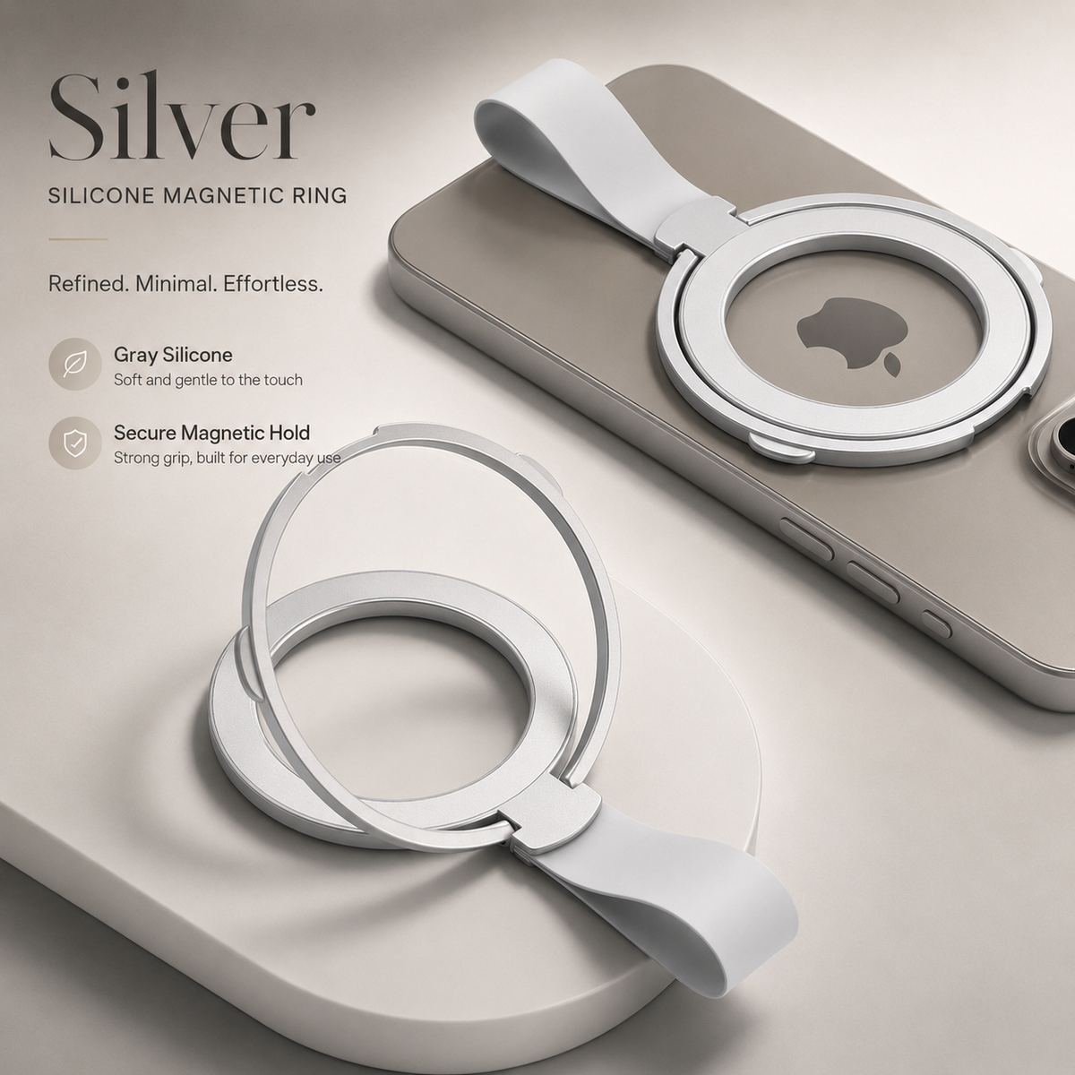 Premium Phone Ring Holder MagSafe Compatible Magnetic Grip Stand Detachable Strap Smartphone Holder Lightweight Portable Secure Design Everyday Use