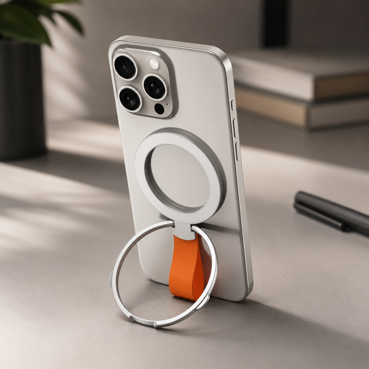 Premium Phone Ring Holder MagSafe Compatible Magnetic Grip Stand Detachable Strap Smartphone Holder Lightweight Portable Secure Design Everyday Use