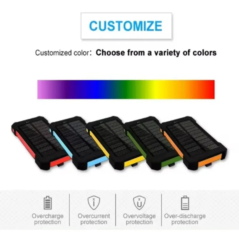 Premium Power Bank 20000mAh Solar Charger Fast Charging Portable Battery Pack LED Flashlight Outdoor Travel Charger