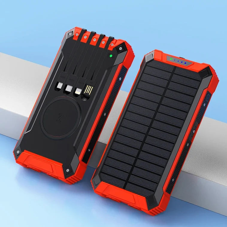 Premium Power Bank 20000mAh Solar Charger Fast Charging Portable Battery Pack LED Flashlight Outdoor Travel Charger