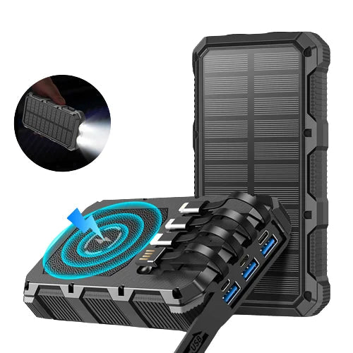 Premium Power Bank 20000mAh Solar Charger Fast Charging Portable Battery Pack LED Flashlight Outdoor Travel Charger
