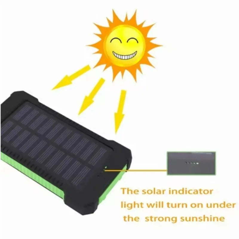 Premium Power Bank 20000mAh Solar Charger Fast Charging Portable Battery Pack LED Flashlight Outdoor Travel Charger