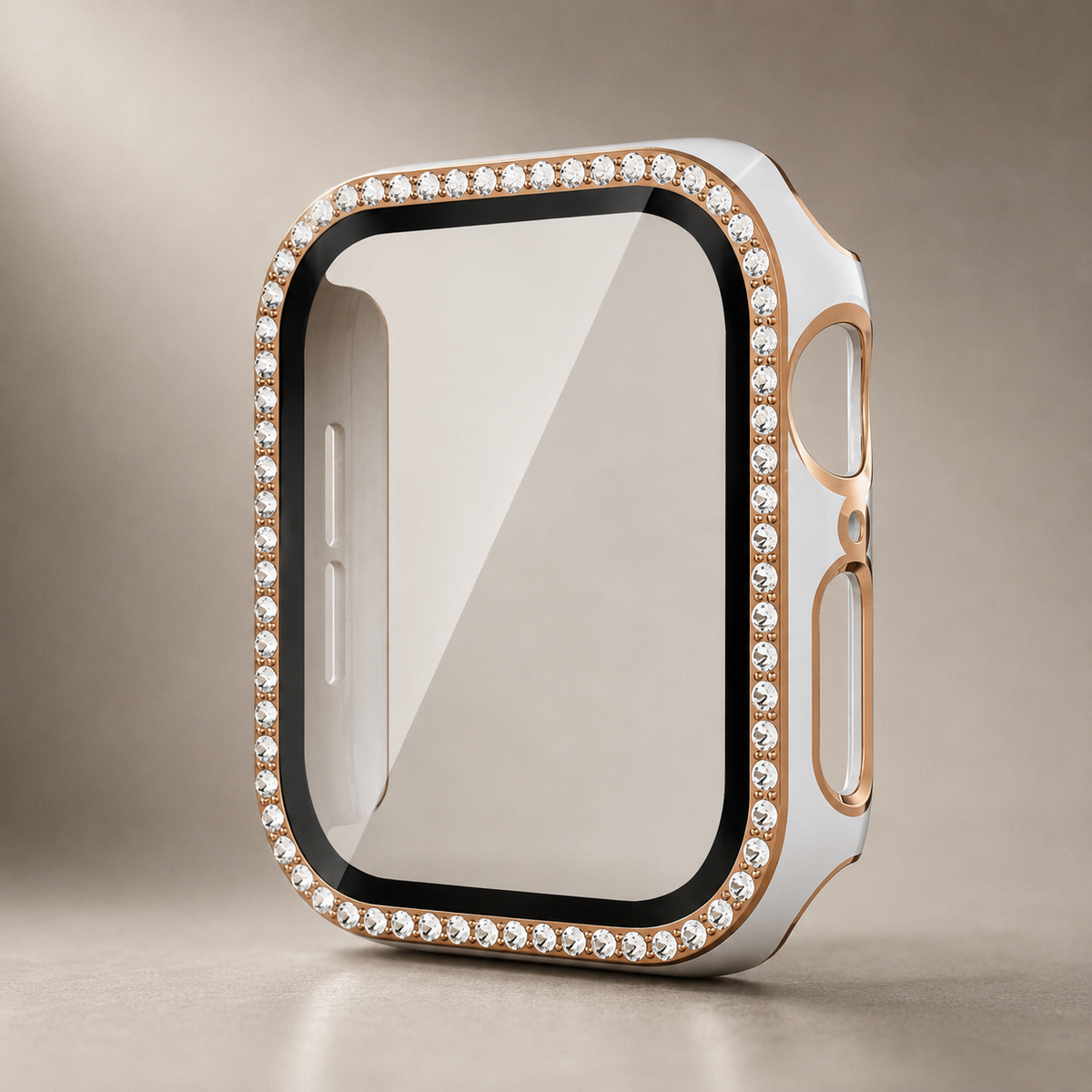 Premium Rhinestone Apple Watch Case Glass Screen Protector Shockproof Protective Cover Luxury Bling Snap-On Full Coverage Bumper Slim Protective Shell