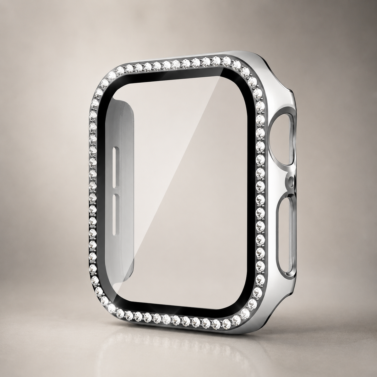 Premium Rhinestone Apple Watch Case Glass Screen Protector Shockproof Protective Cover Luxury Bling Snap-On Full Coverage Bumper Slim Protective Shell