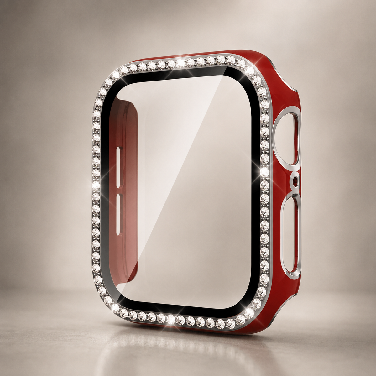 Premium Rhinestone Apple Watch Case Glass Screen Protector Shockproof Protective Cover Luxury Bling Snap-On Full Coverage Bumper Slim Protective Shell