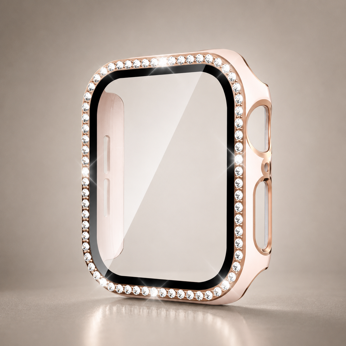 Premium Rhinestone Apple Watch Case Glass Screen Protector Shockproof Protective Cover Luxury Bling Snap-On Full Coverage Bumper Slim Protective Shell