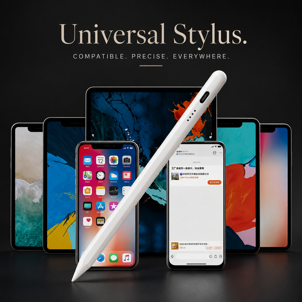 Premium Stylus Pen Bluetooth Compatible Rechargeable Touchscreen Tablet Pen Precision Tip Digital Pencil Power Display Writing Drawing Tool Daily