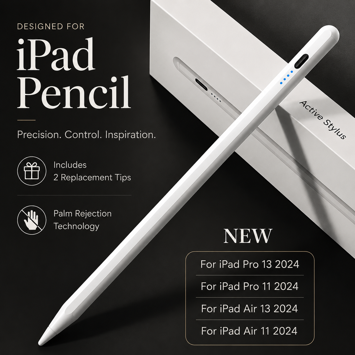 Premium Stylus Pen Bluetooth Compatible Rechargeable Touchscreen Tablet Pen Precision Tip Digital Pencil Power Display Writing Drawing Tool Daily