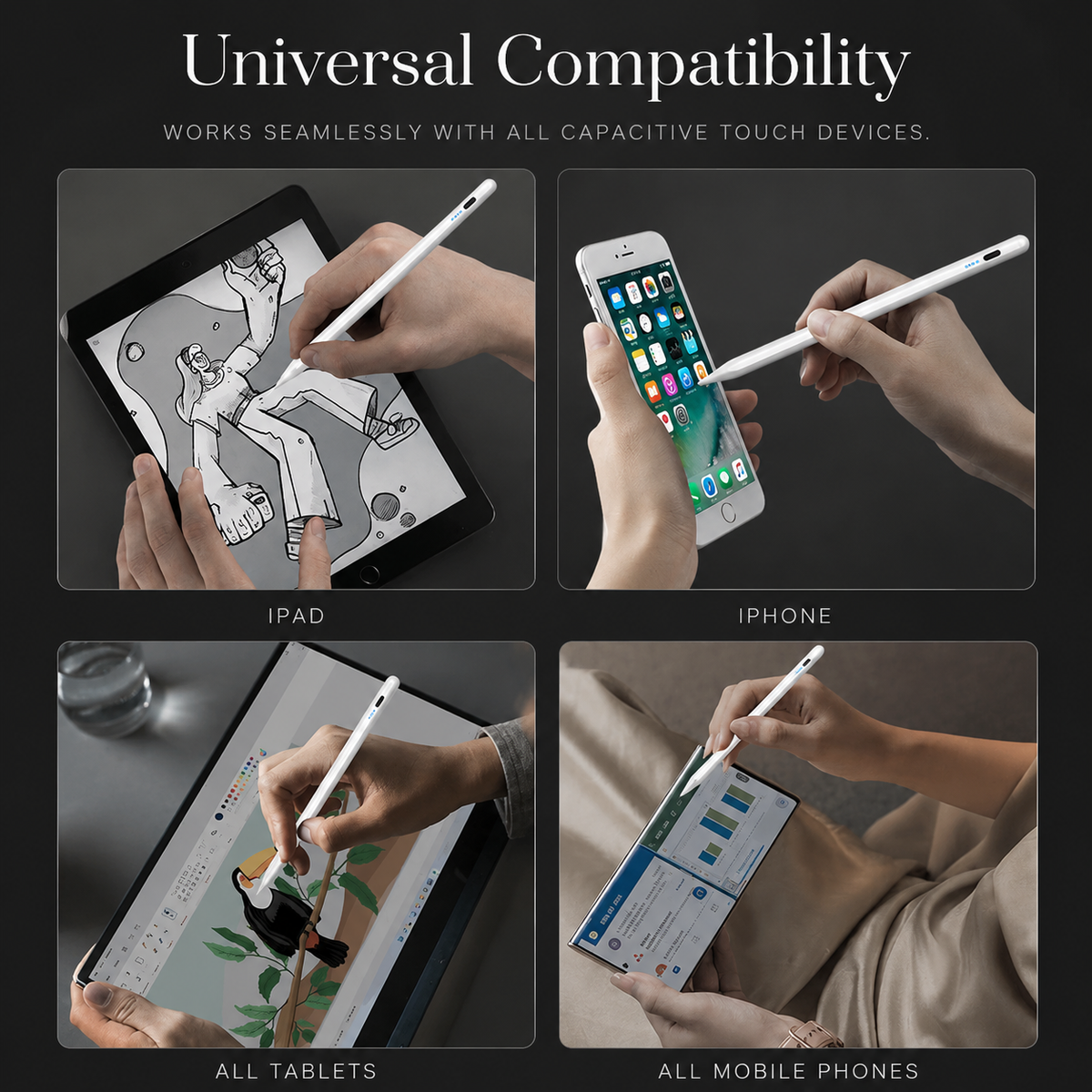 Premium Stylus Pen Bluetooth Compatible Rechargeable Touchscreen Tablet Pen Precision Tip Digital Pencil Power Display Writing Drawing Tool Daily