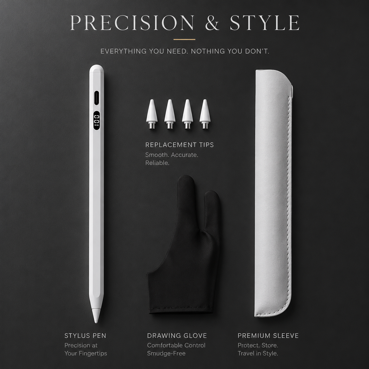 Premium Stylus Pen Bluetooth Compatible Rechargeable Touchscreen Tablet Pen Precision Tip Digital Pencil Power Display Writing Drawing Tool Daily