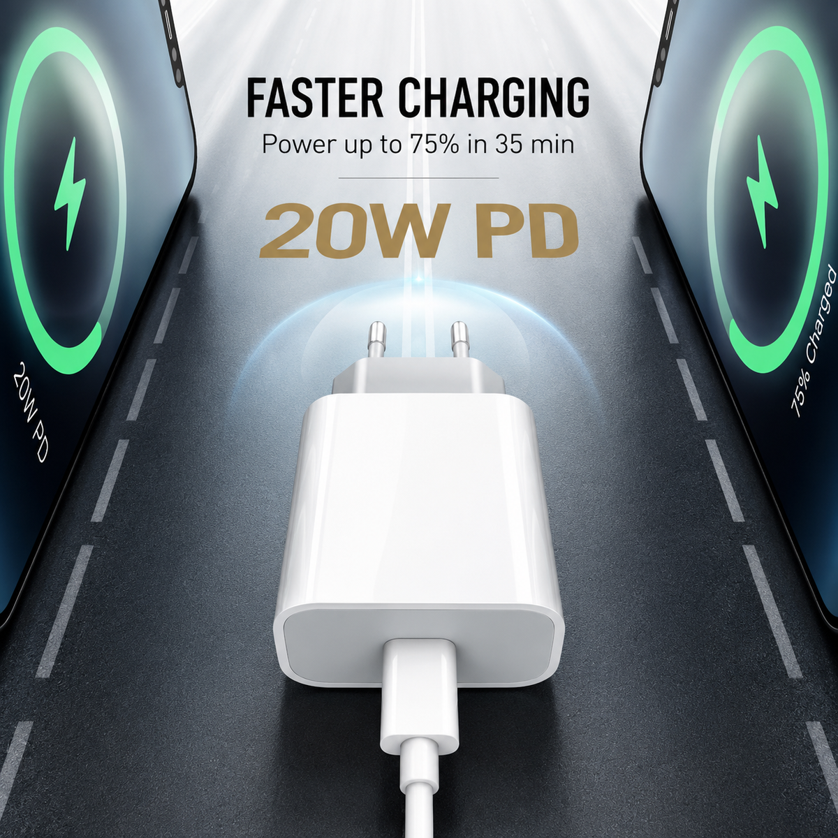 Premium USB-C Charger 20W Power Delivery Fast Charging Adapter Compact Wall Charger Portable Power Adapter Stable Output Charging Hub Everyday Use