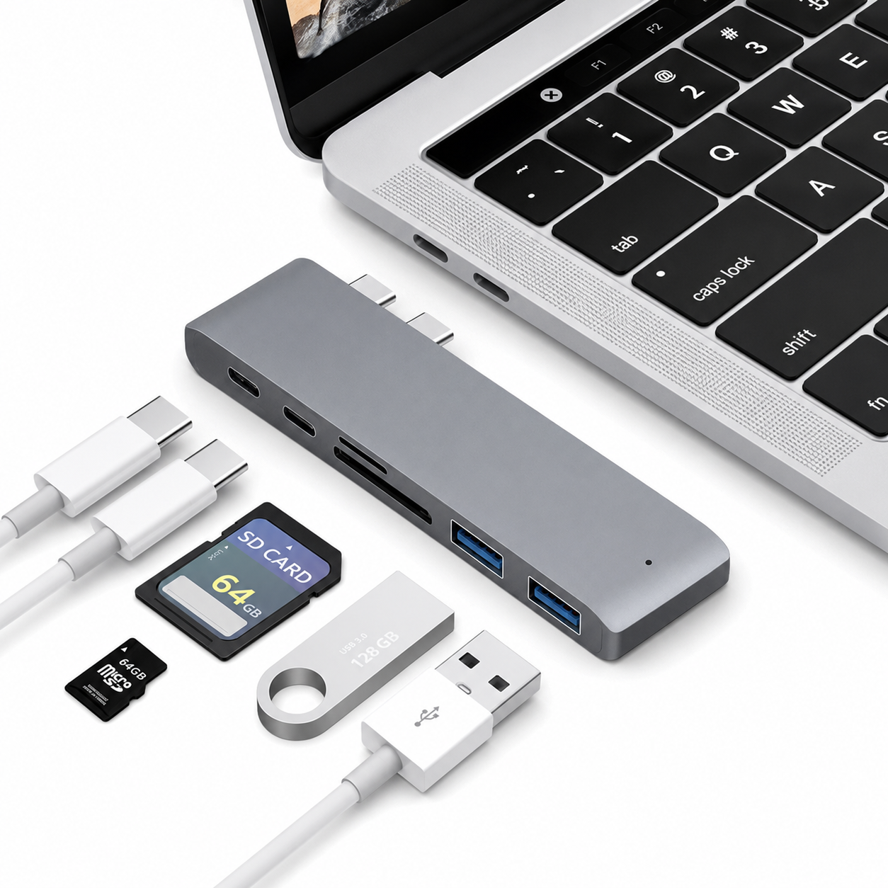 Premium USB-C Hub HDMI 4K Adapter Thunderbolt 3 USB 3.1 Multiport Dock PD Charging SD Card Reader High Speed Data Transfer Compact Portable Design