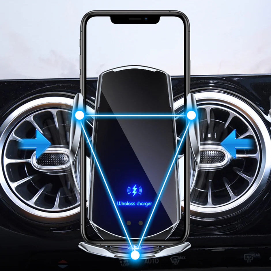 Premium Wireless Car Charger Magnetic Phone Mount 30W Fast Charging Auto Clamp Infrared Sensor USB-C LED Display