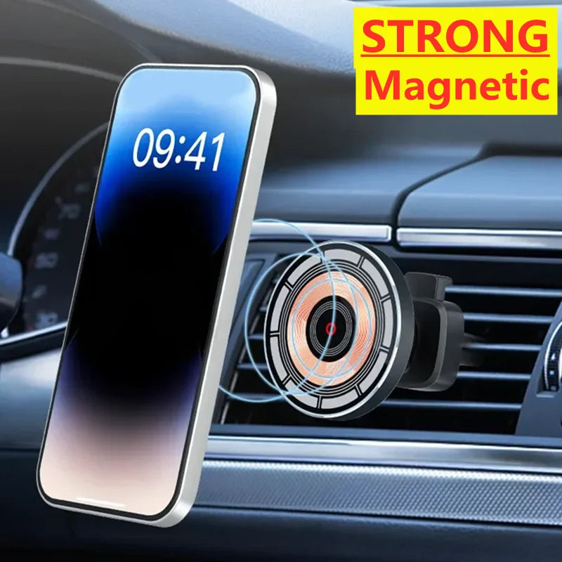 Premium Wireless Car Charger Magnetic Phone Mount MagSafe Compatible 30W Fast Charging Dashboard Vent Holder