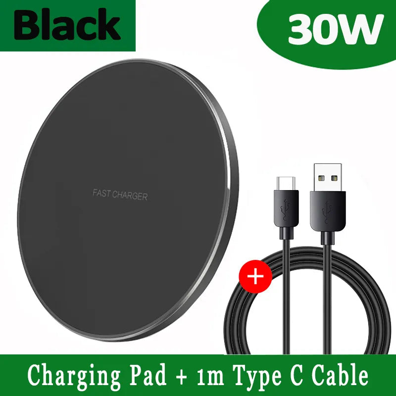 Premium Wireless Charger 30W Fast Charging Pad MagSafe Compatible USB-C Qi Wireless Charging Slim Dock