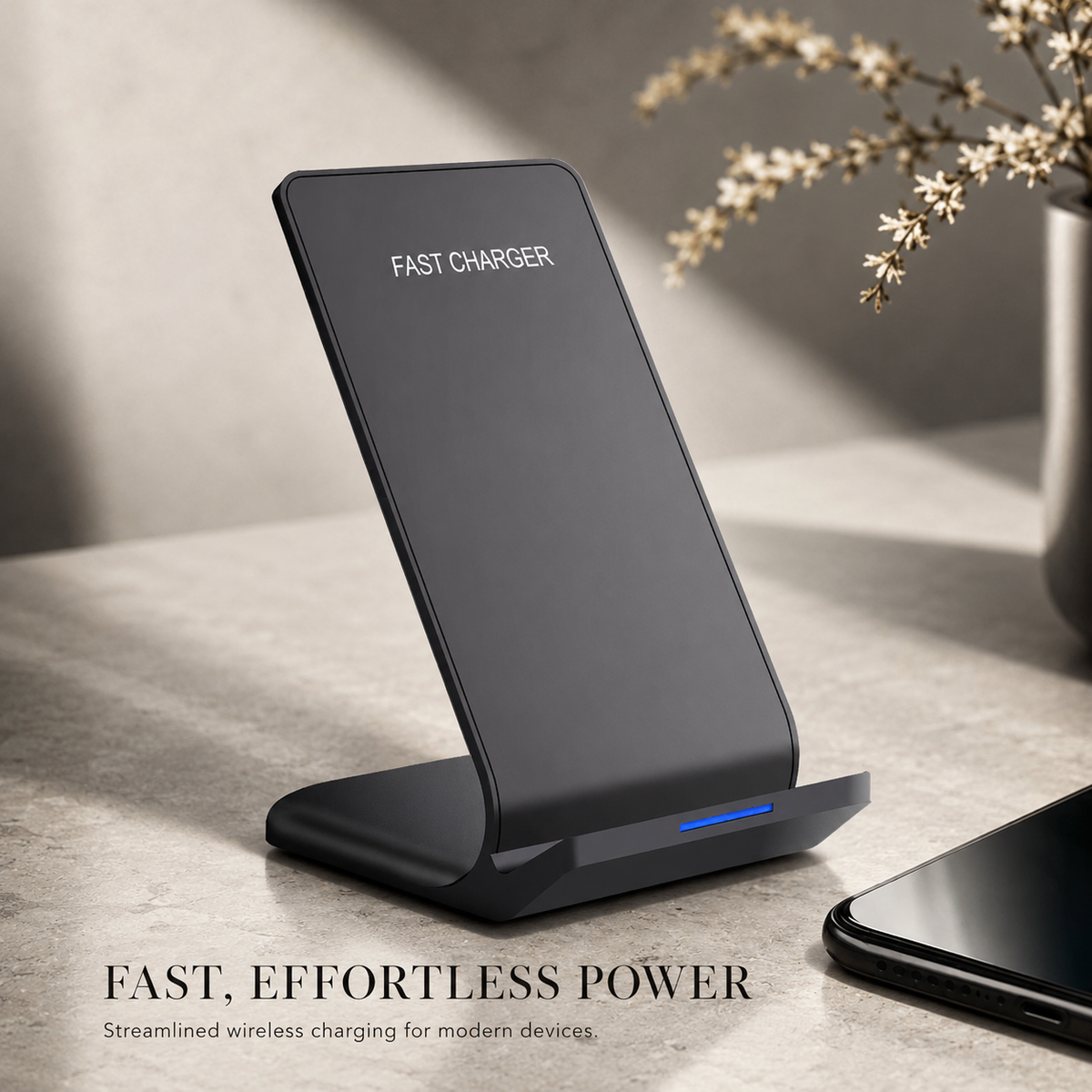 Premium Wireless Charger Fast Wireless Charging Foldable Charging Stand Portable Charging Dock Compatible with iPhone Adjustable Design for Travel