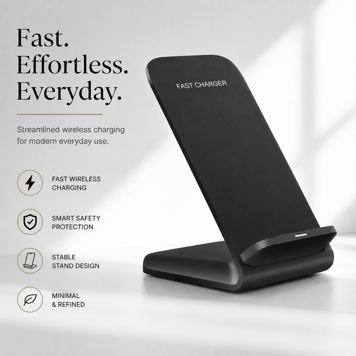 Premium Wireless Charger Fast Wireless Charging Foldable Charging Stand Portable Charging Dock Compatible with iPhone Adjustable Design for Travel