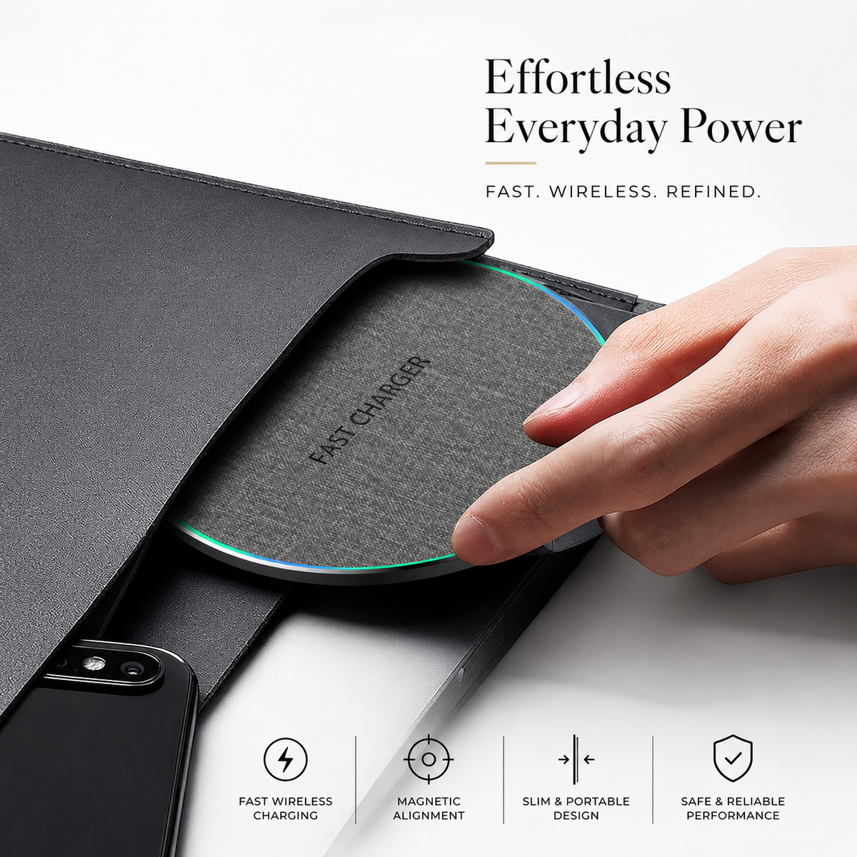 Premium Wireless Charger MagSafe Compatible 30W Fast Charging Pad Qi USB-C Magnetic Charging Dock Slim Portable Desktop Travel Charger Stand