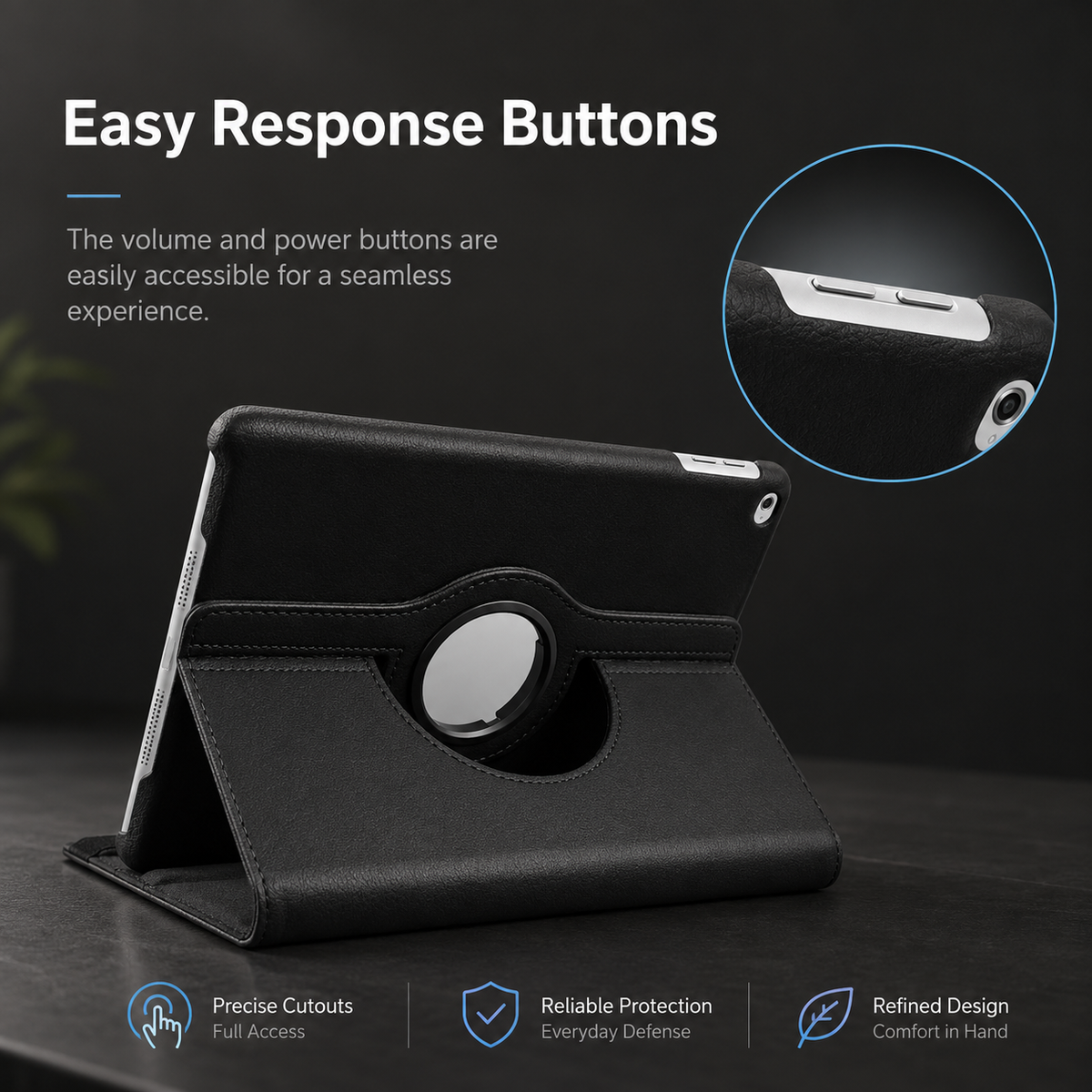 Premium iPad Case 360 Rotating Stand PU Leather Smart Cover Protective Tablet Case Multi Angle Viewing Auto Sleep Wake Slim Lightweight Design