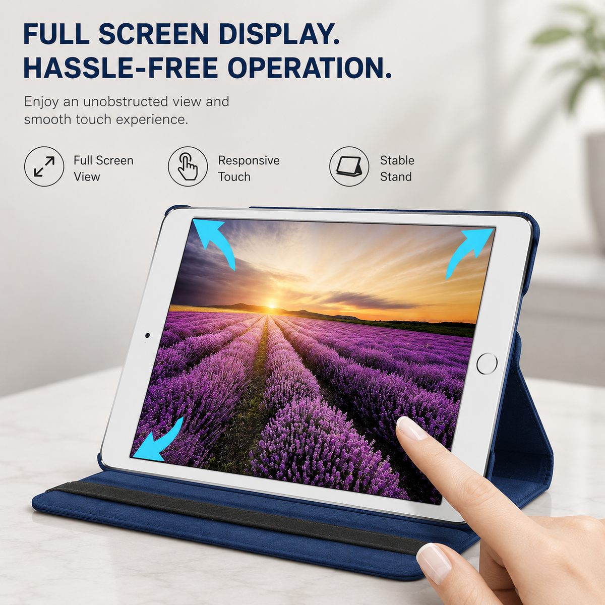 Premium iPad Case 360 Rotating Stand PU Leather Smart Cover Protective Tablet Case Multi Angle Viewing Auto Sleep Wake Slim Lightweight Design