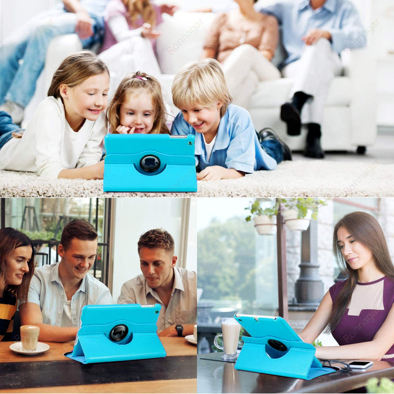 Premium iPad Case 360 Rotating Stand PU Leather Smart Cover Protective Tablet Case Multi Angle Viewing Support