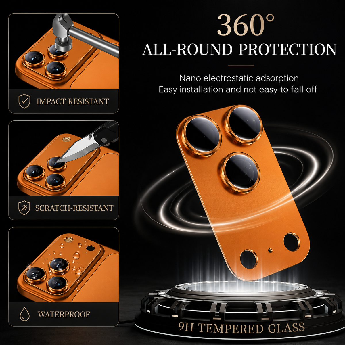 Premium iPhone Camera Lens Protector Alloy Ring Tempered Glass Scratch Resistant Shatterproof Cover Precision Fit Camera Guard Protection Slim Design