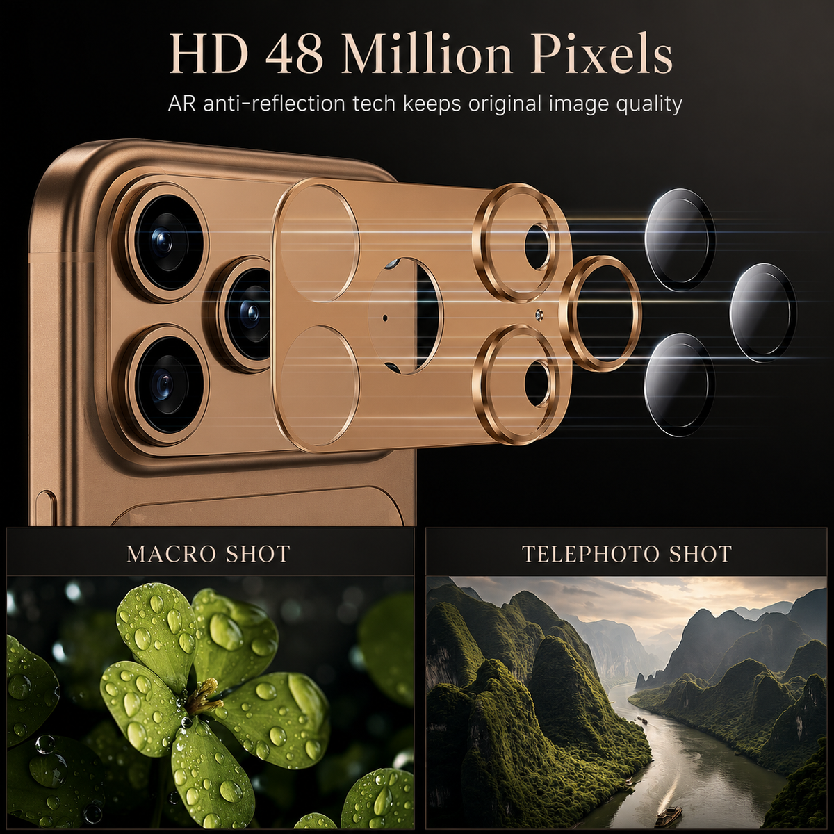Premium iPhone Camera Lens Protector Alloy Ring Tempered Glass Scratch Resistant Shatterproof Cover Precision Fit Camera Guard Protection Slim Design