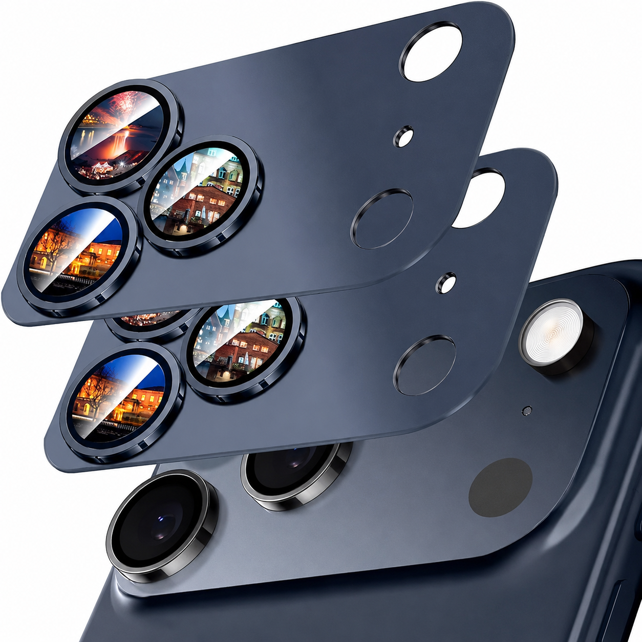 Premium iPhone Camera Lens Protector Alloy Ring Tempered Glass Scratch Resistant Shatterproof Cover Precision Fit Camera Guard Protection Slim Design