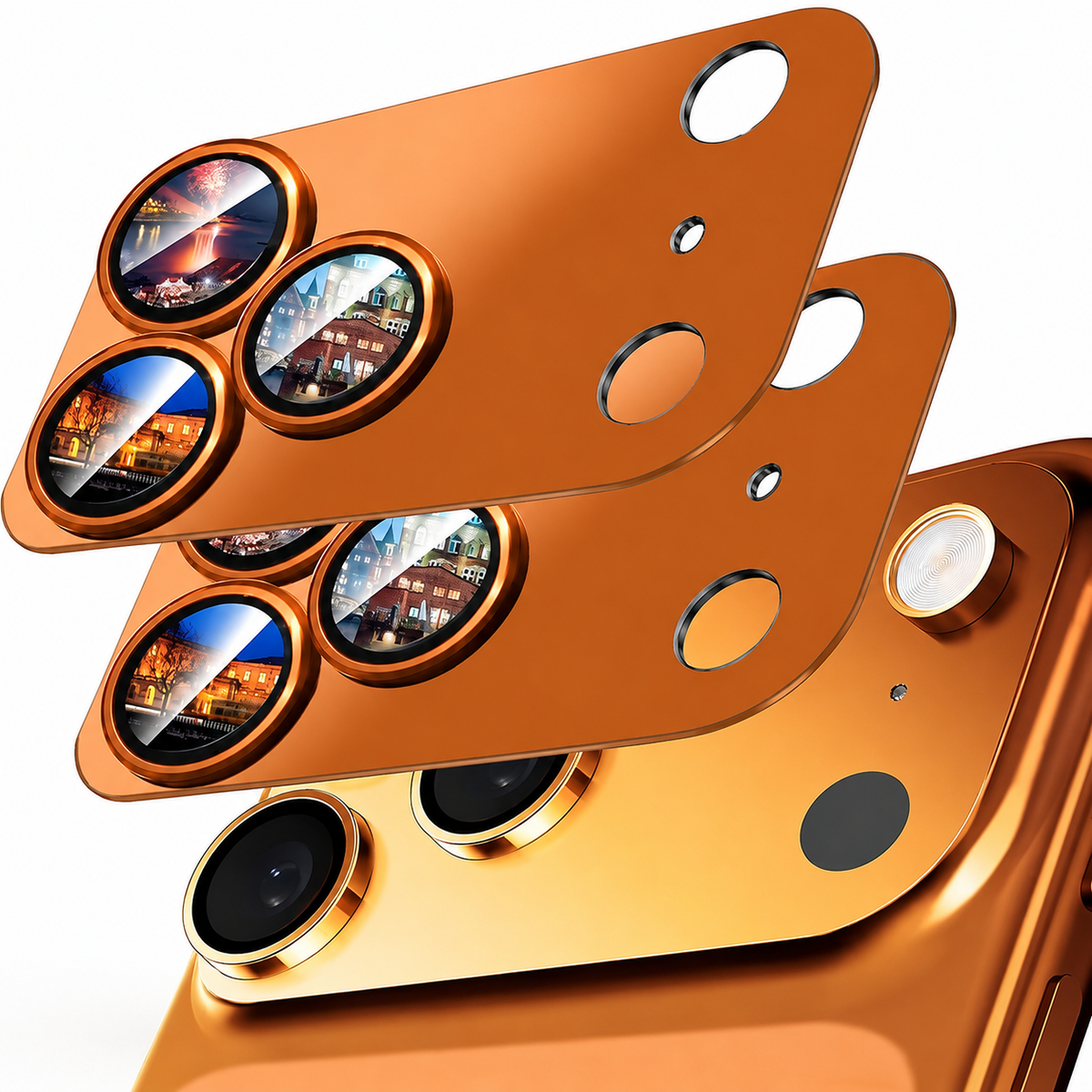 Premium iPhone Camera Lens Protector Alloy Ring Tempered Glass Scratch Resistant Shatterproof Cover Precision Fit Camera Guard Protection Slim Design