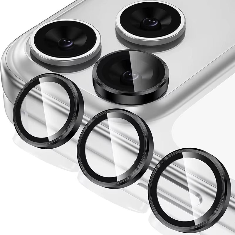 Premium iPhone Camera Lens Protector Metal Ring Tempered Glass Scratch Resistant Cover