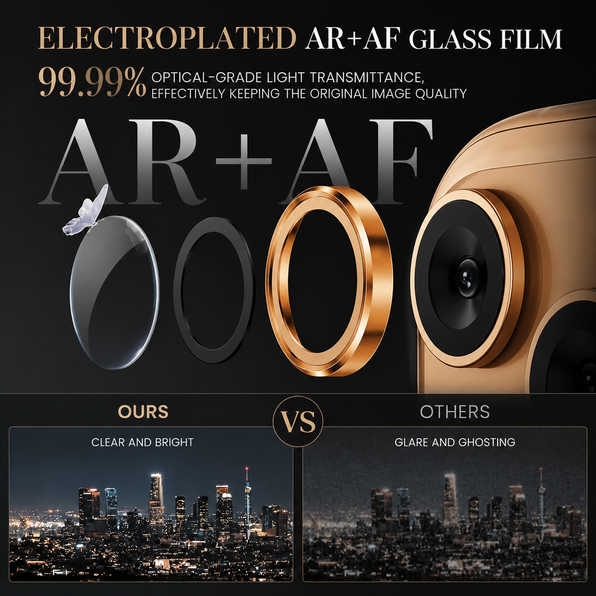 Premium iPhone Camera Lens Protector Tempered Glass Metal Ring Scratch Resistant Anti Dust Cover Precision Fit Protection Slim Design Clear Guard