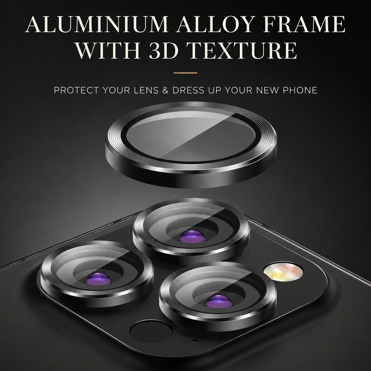 Premium iPhone Camera Lens Protector Tempered Glass Metal Ring Scratch Resistant Anti Dust Cover Precision Fit Protection Slim Design Clear Guard