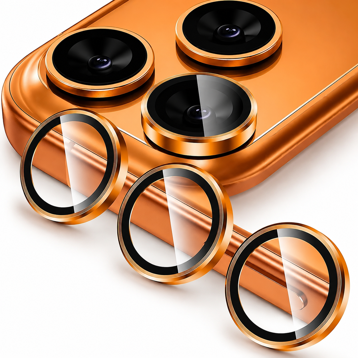 Premium iPhone Camera Lens Protector Tempered Glass Metal Ring Scratch Resistant Anti Dust Cover Precision Fit Protection Slim Design Clear Guard