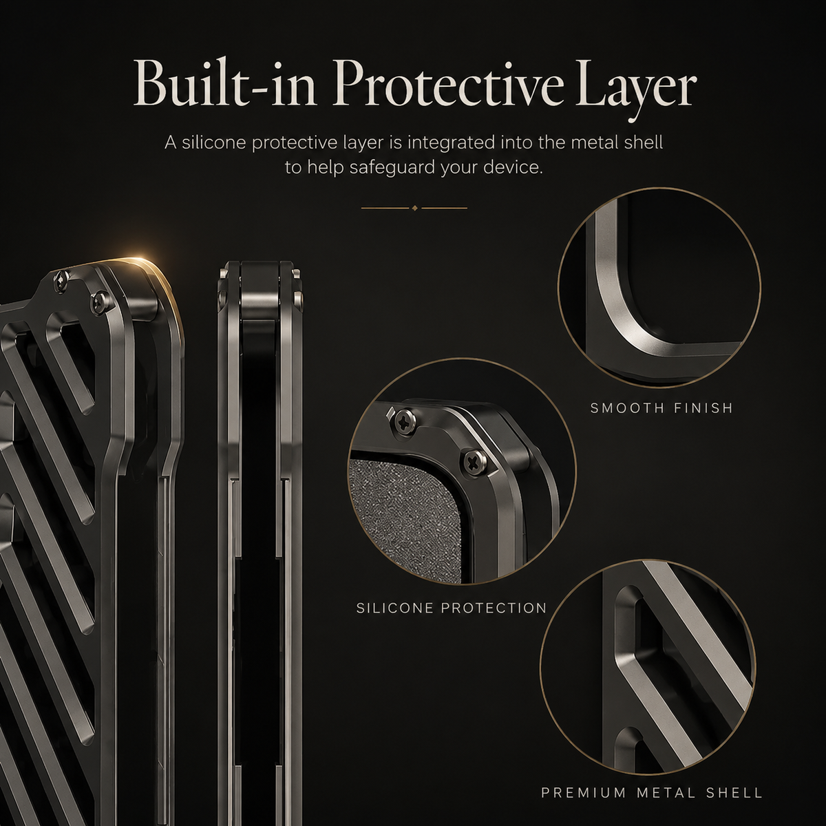 Premium iPhone Case Aluminum Alloy Armor Cover CNC Metal Dual Layer Shockproof Matte Non Slip Camera Protection Full Coverage Protective Design